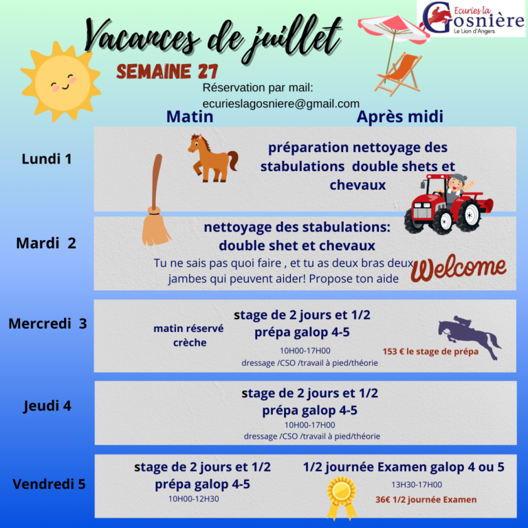 Semaine 27. stages été